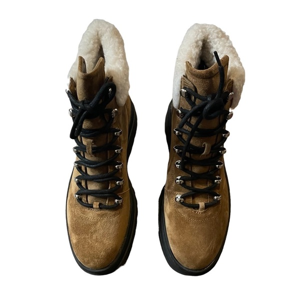 Marc Fisher Pierson Genuine Shearling Brown Suede Lace Up Boots NEW Size 8.5 - Picture 5 of 7